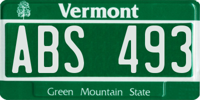 VT license plate ABS493