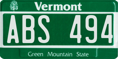 VT license plate ABS494