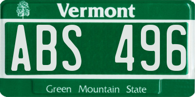 VT license plate ABS496