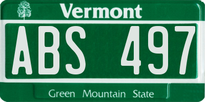 VT license plate ABS497