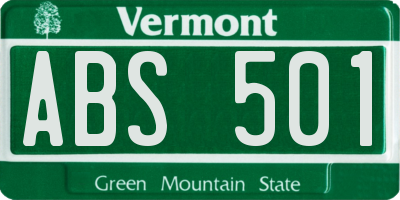 VT license plate ABS501