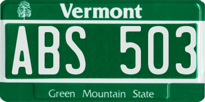 VT license plate ABS503