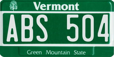 VT license plate ABS504