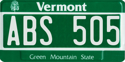 VT license plate ABS505