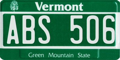 VT license plate ABS506