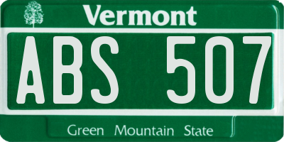 VT license plate ABS507