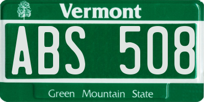 VT license plate ABS508