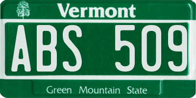 VT license plate ABS509