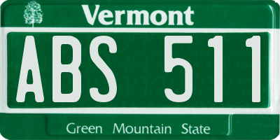 VT license plate ABS511