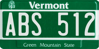 VT license plate ABS512