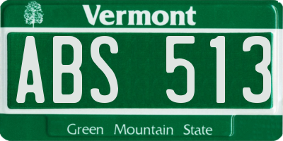 VT license plate ABS513