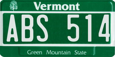 VT license plate ABS514