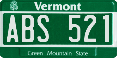 VT license plate ABS521