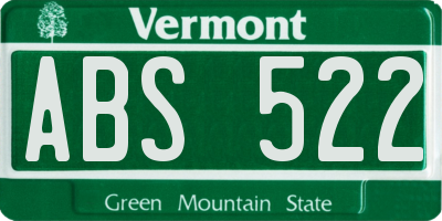 VT license plate ABS522