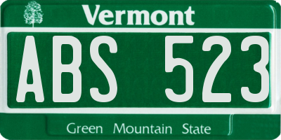 VT license plate ABS523