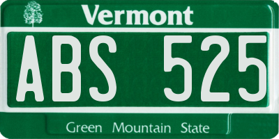 VT license plate ABS525