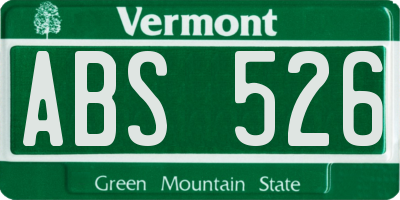 VT license plate ABS526