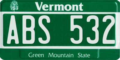 VT license plate ABS532