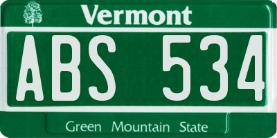 VT license plate ABS534