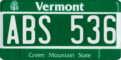 VT license plate ABS536