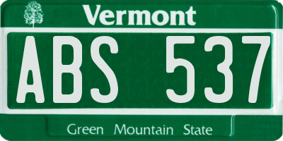 VT license plate ABS537