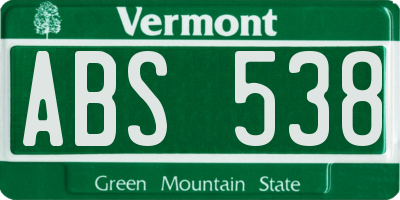 VT license plate ABS538