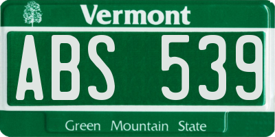 VT license plate ABS539