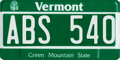 VT license plate ABS540