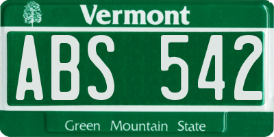 VT license plate ABS542