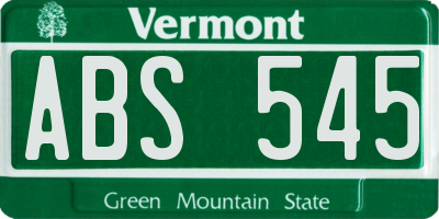 VT license plate ABS545