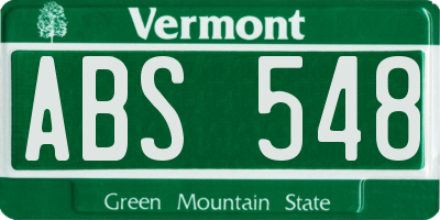 VT license plate ABS548