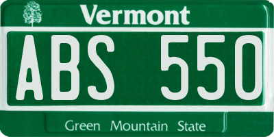 VT license plate ABS550