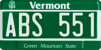 VT license plate ABS551