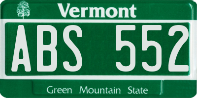 VT license plate ABS552