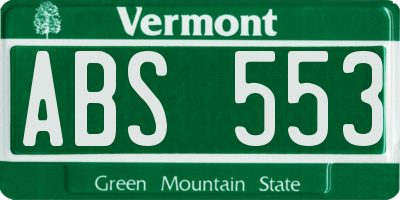 VT license plate ABS553