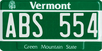 VT license plate ABS554