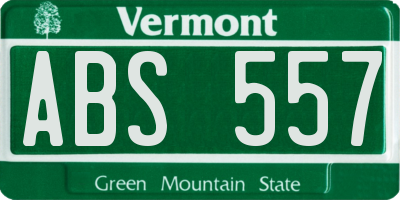 VT license plate ABS557