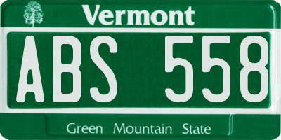 VT license plate ABS558