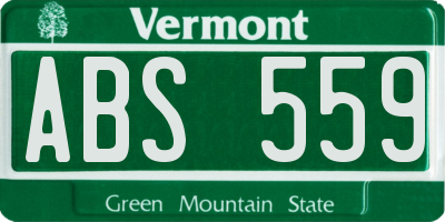 VT license plate ABS559