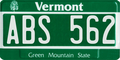 VT license plate ABS562