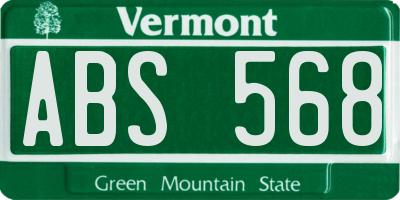 VT license plate ABS568