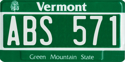 VT license plate ABS571