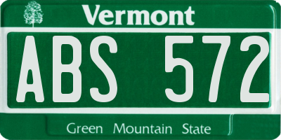 VT license plate ABS572