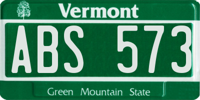 VT license plate ABS573