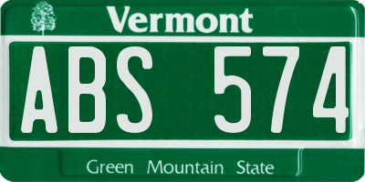 VT license plate ABS574