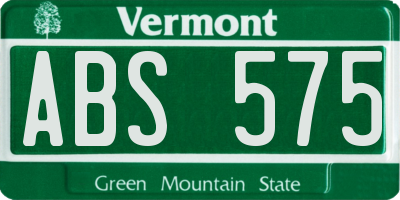 VT license plate ABS575