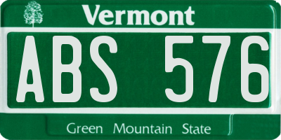 VT license plate ABS576