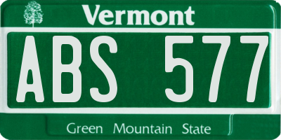 VT license plate ABS577