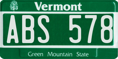 VT license plate ABS578