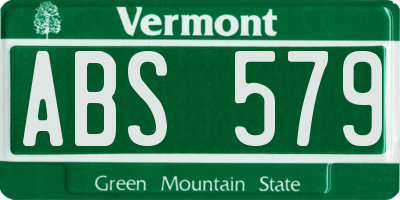 VT license plate ABS579